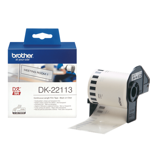 Brother DK-22113 / DK22113 continuous film roll, black on clear, 62 mm x 15.24 m