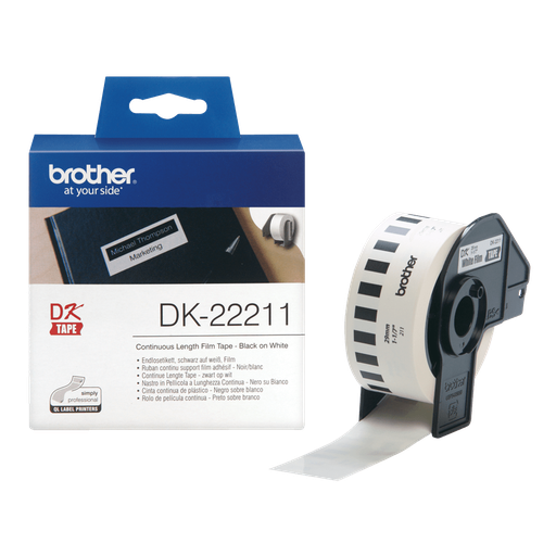 Brother DK-22211 / DK22211 continuous film roll, black on white, 29 mm x 15.24 m