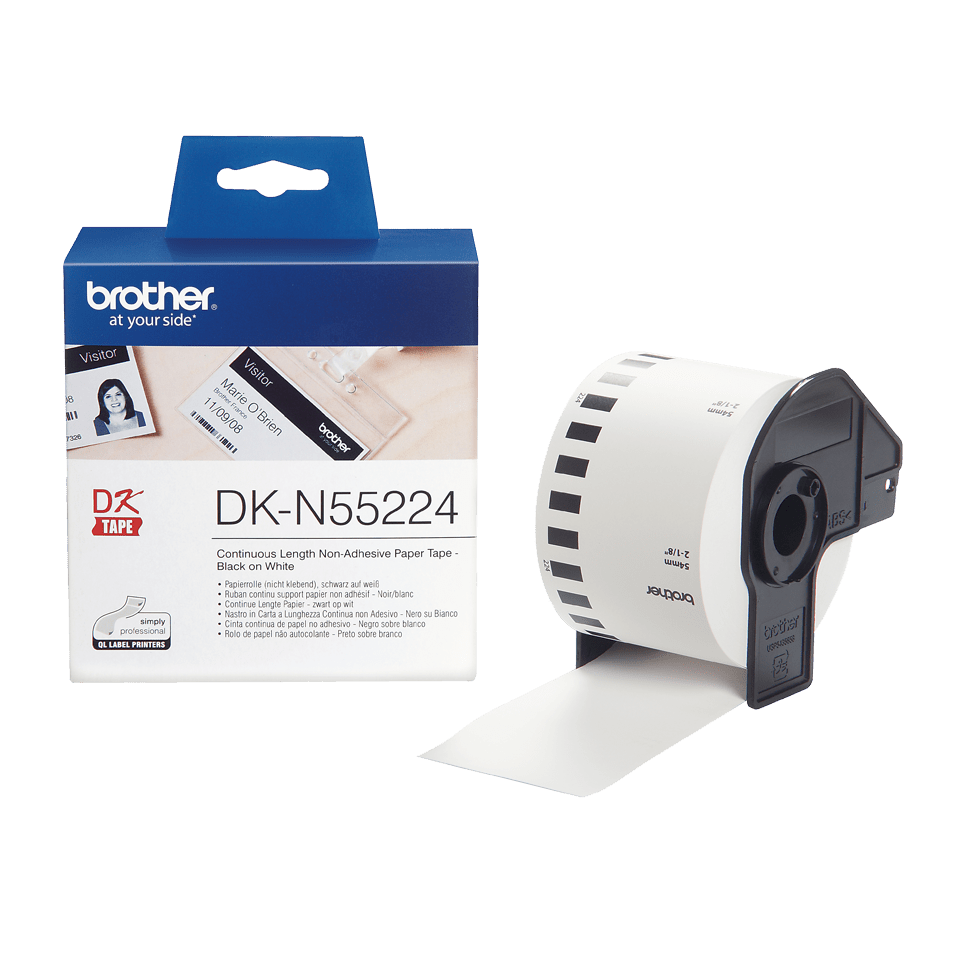 Rouleau continu papier sans adhésif Brother DK-N55224 / DKN55224, noir sur blanc, 54 mm x 30,48 m