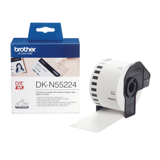 Rouleau continu papier sans adhésif Brother DK-N55224 / DKN55224, noir sur blanc, 54 mm x 30,48 m