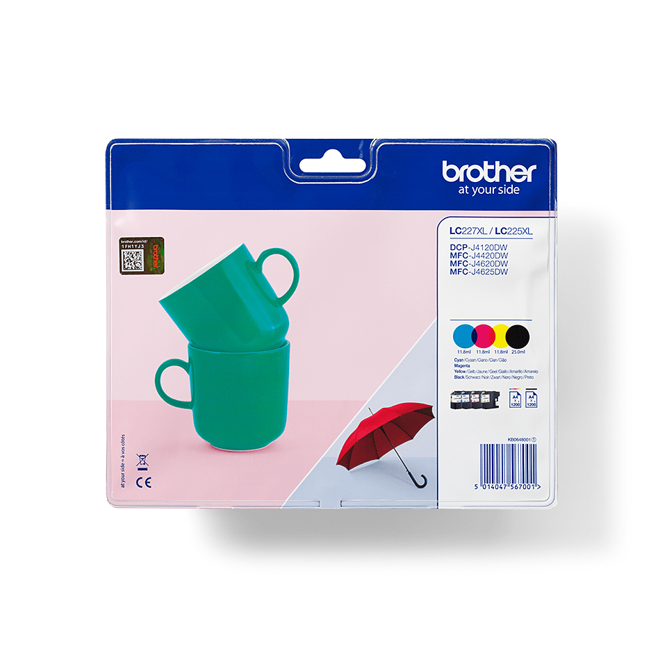 Brother Tinten-Multipack LC-227XLVALBP / LC227XLVALBP, 4 Farben XXL, 1.200 Seiten