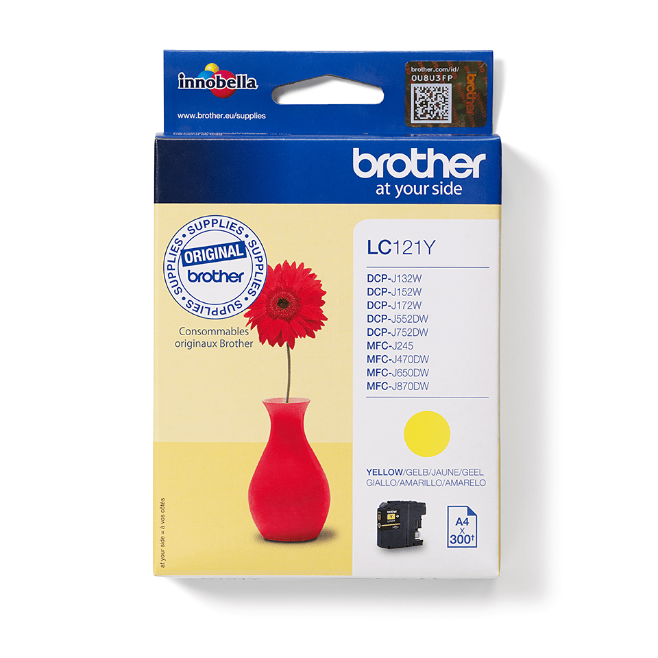 Cartouche d'encre Brother LC-121Y / LC121Y jaune, 300 pages