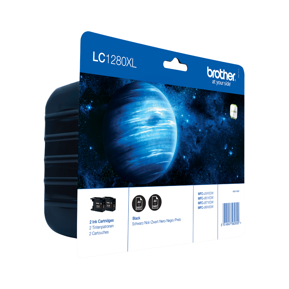 Pack 2 cartouches d'encre Brother LC-1280XLBKBP2 / LC1280XLBKBP2 noires XXL, 2 x 2 400 pages