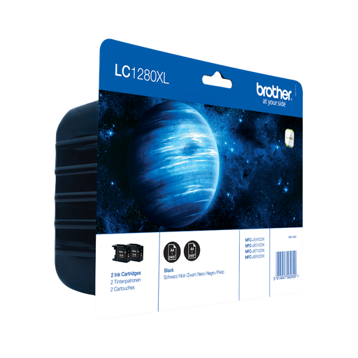 Brother Tinten-Doppelpack LC-1280XLBKBP2 / LC1280XLBKBP2 Schwarz XXL, 2 x 2.400 Seiten