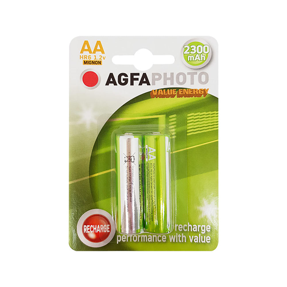 Piles rechargeables NiMH AA AgfaPhoto 131802800, 2300 mAh, lot de 2