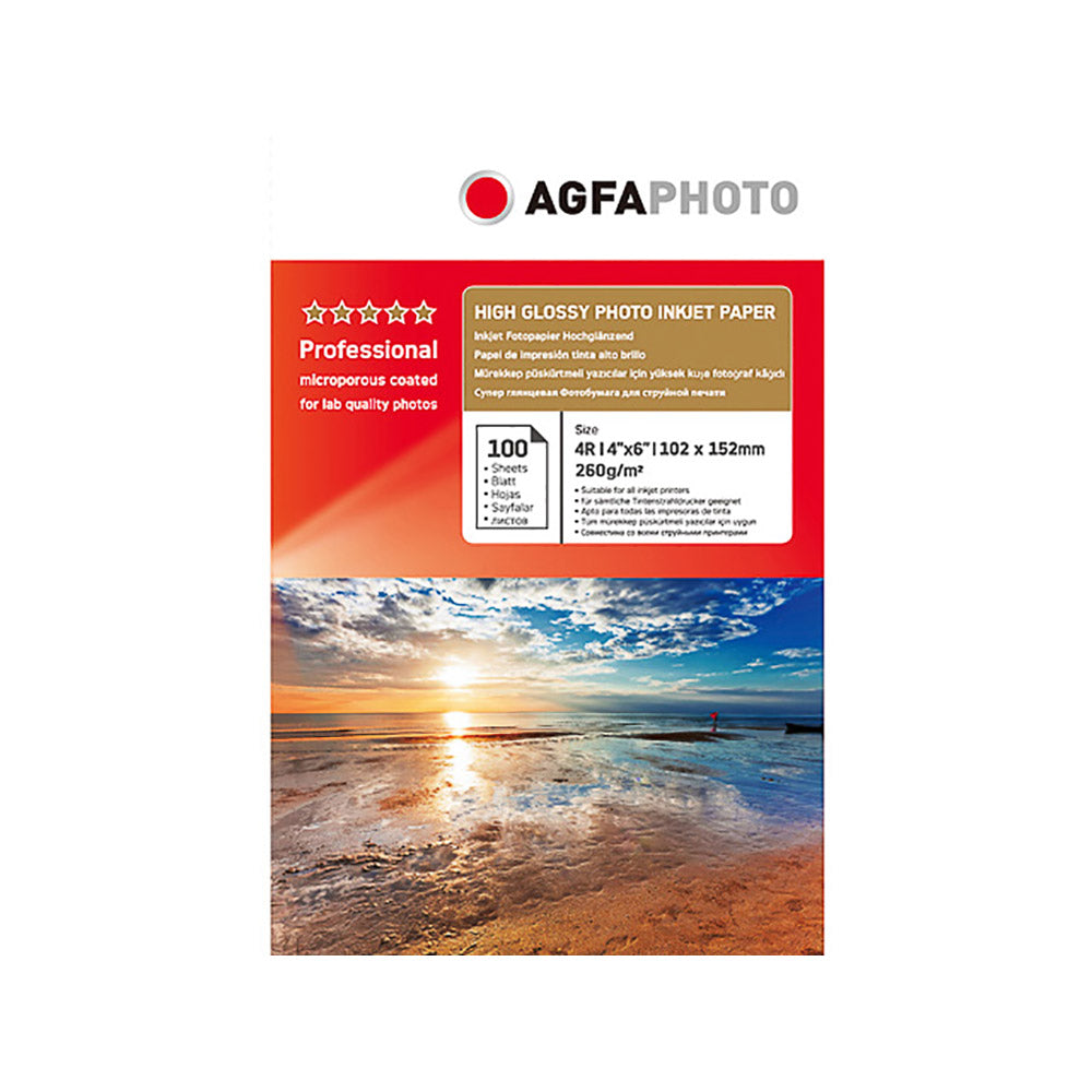 AgfaPhoto AP260100A6 glänzendes Inkjet-Fotopapier, 260 g/m², 100 Blatt