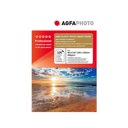 AgfaPhoto AP260100A6 glänzendes Inkjet-Fotopapier, 260 g/m², 100 Blatt