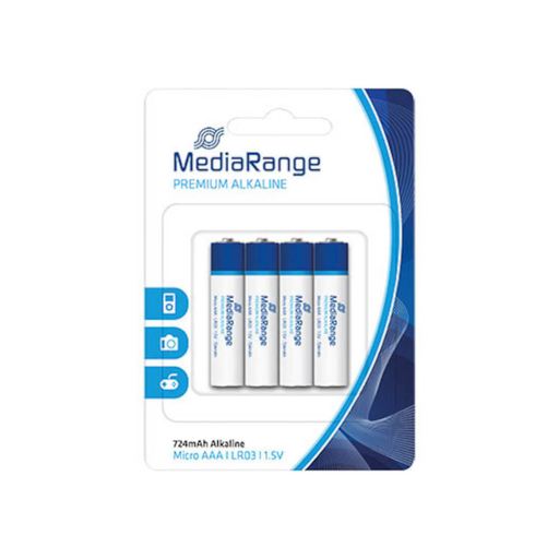 MediaRange MRBAT101 alkaline AAA batteries, 1.5 V, pack of 4