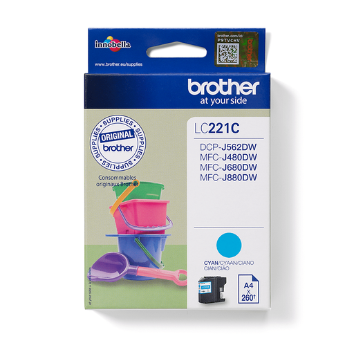 Brother LC-221C / LC221C cyan ink cartridge, 260 pages