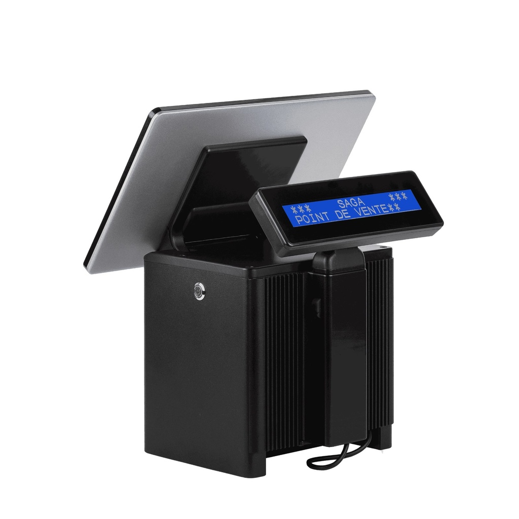 Caisse tactile compacte 14 pouces avec imprimante SAGA CUBO 14, Intel Celeron N97, 8 Go / 128 Go, Windows 11 ou Linux
