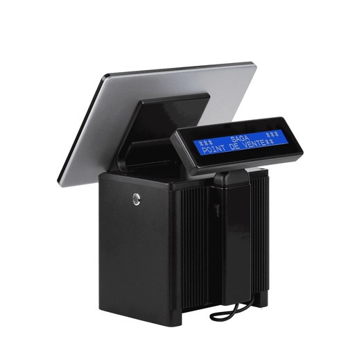 Caisse tactile compacte 14 pouces avec imprimante SAGA CUBO 14, Intel Celeron N97, 8 Go / 128 Go, Windows 11 ou Linux