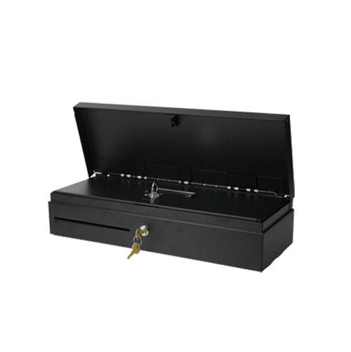 SAGA SGDK-170 vertical flip top cash drawer, 5 bills / 8 coins, 6 coin block insert included, black