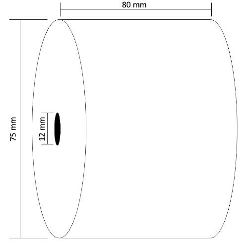 Papier thermique pour imprimantes 80 mm SAGA PT-80, 80 x 75 mm, carton de 50 rouleaux