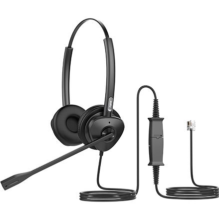 Casque filaire Fanvil HT302, binaural, prise RJ9, réduction de bruit passive, son HD