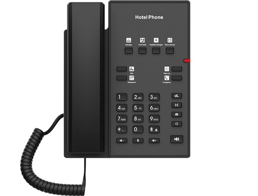 Fanvil H1-2 Wire SIP hotel phone, 2-wire cabling, 8 programmable keys, 2-wire PoE, HD voice