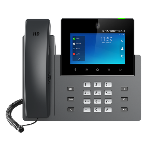 Téléphone IP vidéo Android Grandstream GXV3350, 16 comptes SIP, écran tactile 5", caméra 1 MP, Wi-Fi et Bluetooth