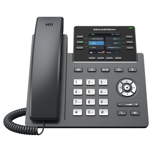 Grandstream GRP2613 SIP desk phone, 4 SIP accounts, 6 line keys, 2.4" color display, Gigabit PoE