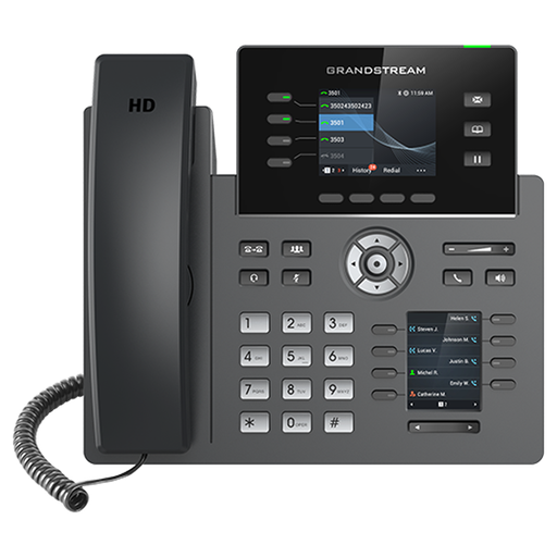 Téléphone de bureau SIP Grandstream GRP2614, 12 comptes SIP, deux écrans couleur, Wi-Fi et Bluetooth, Gigabit PoE