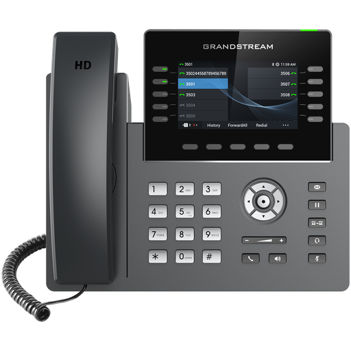Grandstream GRP2615 SIP desk phone, 16 SIP accounts, 10 line keys, 4.3" color display, Wi-Fi, Bluetooth, PoE
