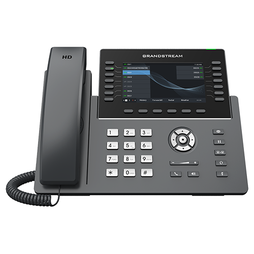 Grandstream GRP2650 SIP desk phone, 16 SIP accounts, 14 line keys, 5" color display, Wi-Fi, Bluetooth, PoE