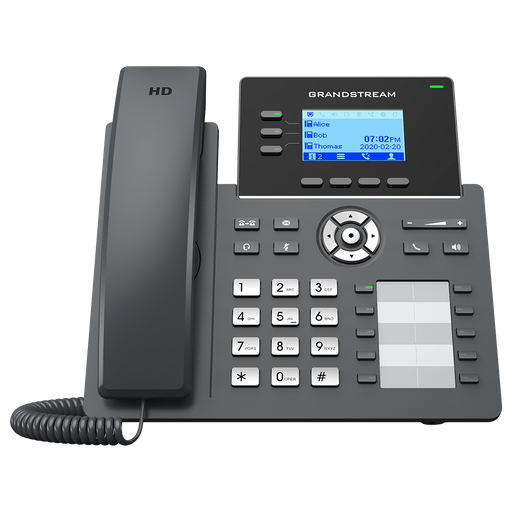 Grandstream GRP2604P SIP desk phone, 6 SIP accounts, 3 lines, Gigabit PoE, 5-way conferencing