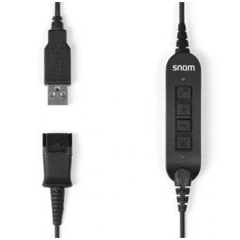 Snom ACUSB USB-Adapterkabel, für Snom-Headsets A100M und A100D, Anruf-, Stumm- und Lautstärketasten, Plug and Play, 1,7 
