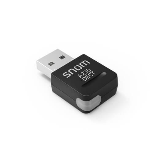 Snom A230 USB DECT dongle, for Snom D7xx and D3xx with USB port, 25 m range, compatible with C52-SP speaker