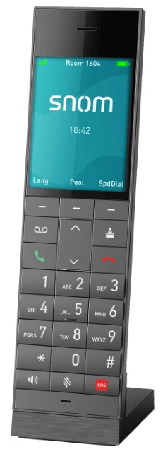 Combiné DECT hôtelier Snom HM2, combiné supplémentaire pour base HM201, écran couleur 2,8", coque antibactérienne, noir