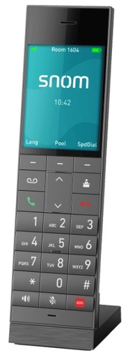 Combiné DECT hôtelier Snom HM2, combiné supplémentaire pour base HM201, écran couleur 2,8", coque antibactérienne, noir