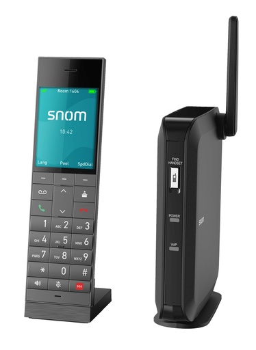 Téléphone DECT hôtelier Snom HM201, borne + combiné, 4 combinés, grand écran couleur, surface antibactérienne