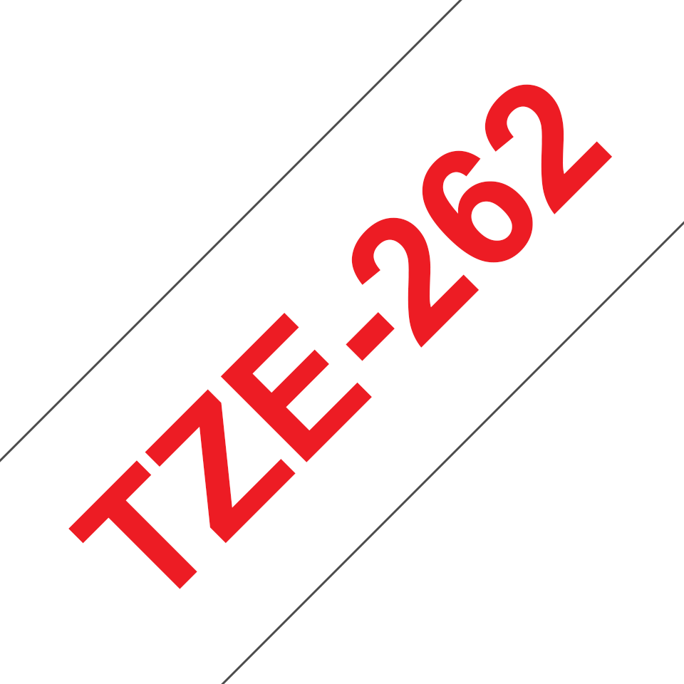 Ruban laminé Brother TZe-262 / TZE262, rouge sur blanc, 36 mm x 8 m