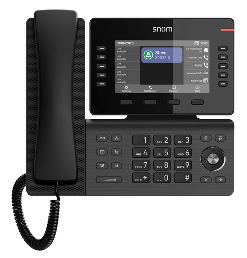 Téléphone de bureau SIP Snom D815WB, Wi-Fi et Bluetooth, écran couleur IPS 5", 10 touches SmartLabel, Gigabit PoE