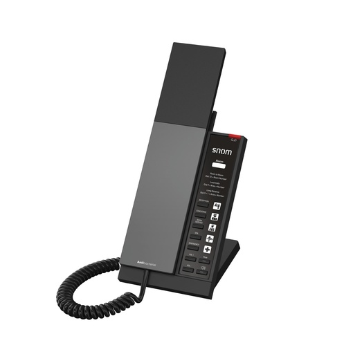Snom HD340 SIP hotel phone, corded handset, 5 hotel service keys, hands-free, antibacterial housing