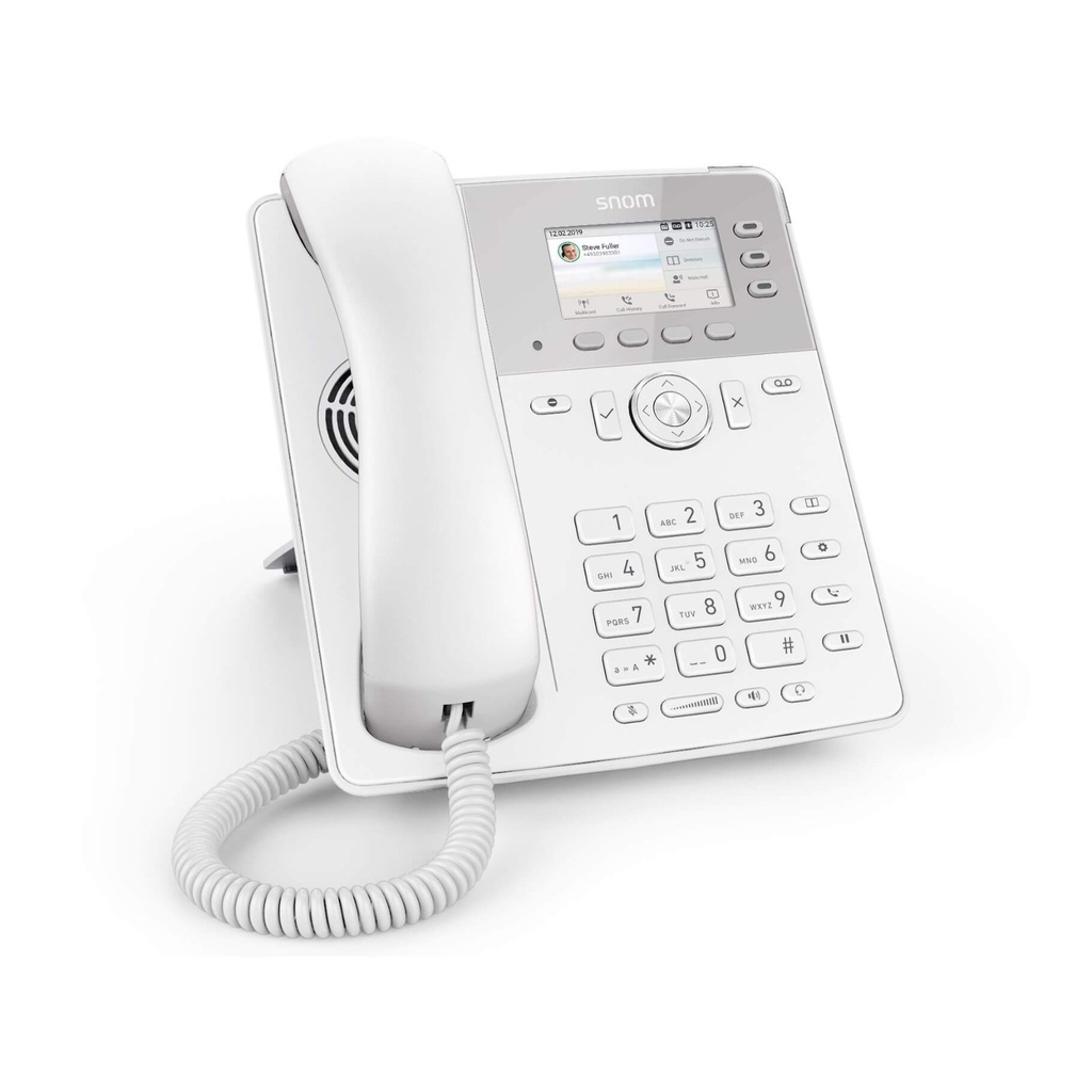 Téléphone de bureau SIP Snom D717, 6 comptes SIP, écran couleur 2,7", Gigabit PoE et USB, blanc