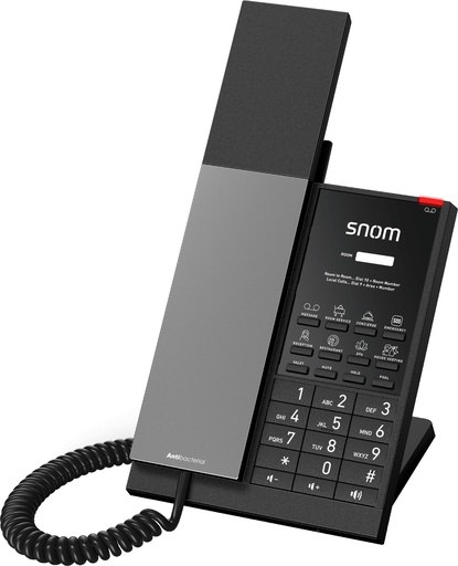 Snom HD350W hospitality SIP phone, corded handset, Wi-Fi, Gigabit PoE, antibacterial housing