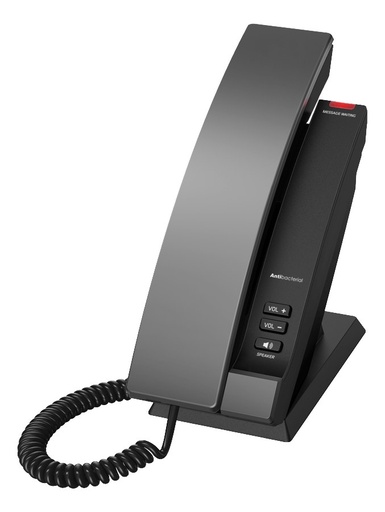Snom HD100 hospitality SIP phone, corded handset, Gigabit PoE, antibacterial housing, wall mountable