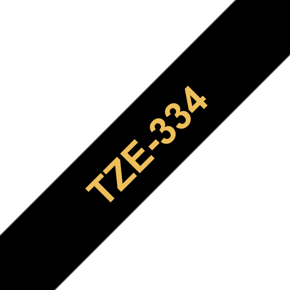 Brother TZe-334 / TZE334 laminated tape, gold on black, 12 mm x 8 m