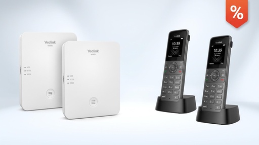 Yealink W80DM + 2 W80B + 2 W73H DECT-Multizellen-Starterpaket, 1 Manager + 2 Basen + 2 Mobilteile W73H, Aktionspaket, Po