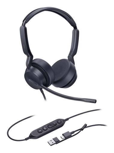 Casque filaire USB Yealink UH42 Dual Teams, binaural, haut-parleurs 35 mm, USB-C et USB-A, certifié Teams