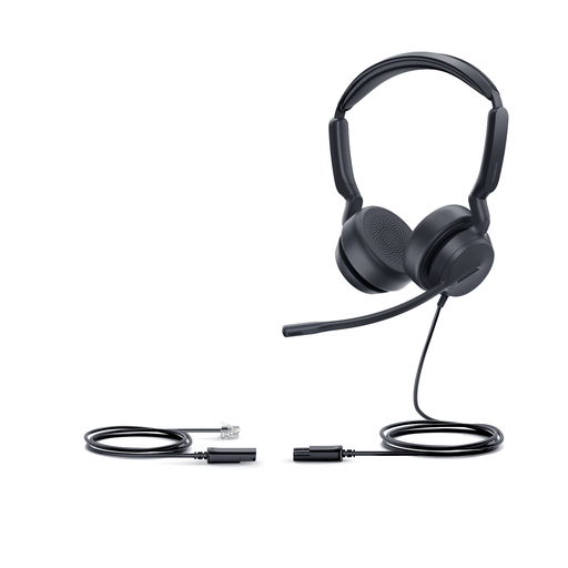 Casque filaire Yealink YHS36 E2 Dual, binaural, RJ9 avec câble QD, commandes sur le câble, micro antibruit