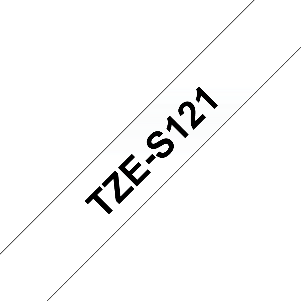 Ruban adhésif puissant Brother TZe-S121 / TZES121, noir sur transparent, 9 mm x 8 m