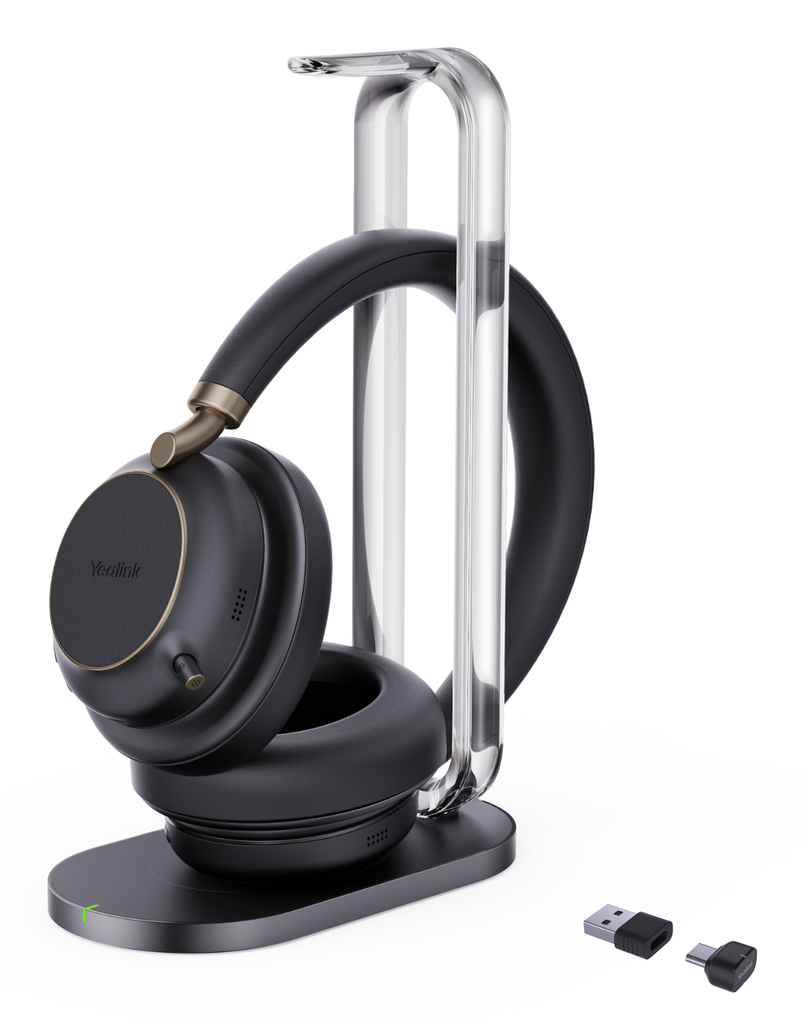 Yealink BH76 Plus Teams Bluetooth headset, with charging stand, Bluetooth 5.3, hybrid ANC, USB-A and USB-C