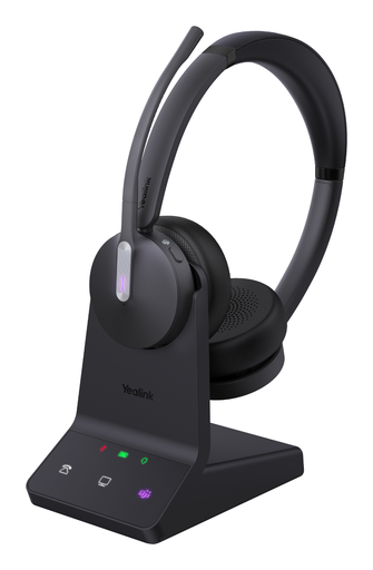 Casque sans fil DECT Yealink WH64 Dual Teams, binaural, DECT et Bluetooth 5.2, base WHB640 incluse, busylight