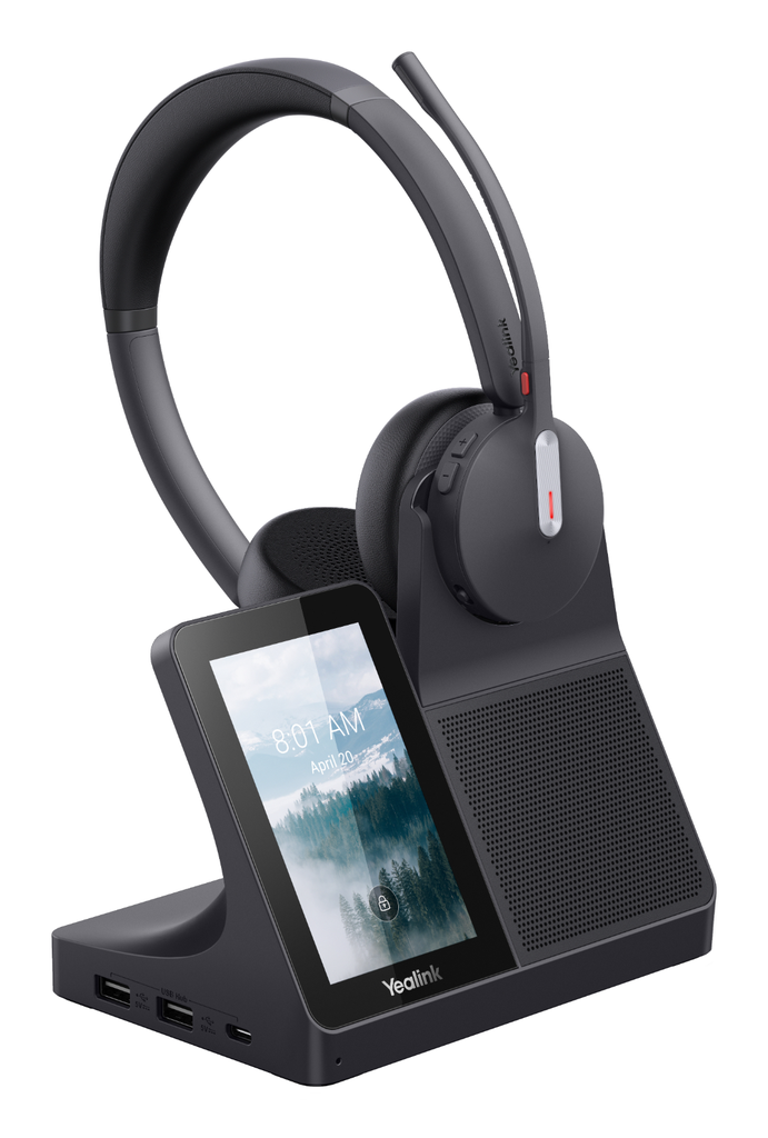 Yealink WH64 Workstation Dual DECT wireless headset, binaural, DECT and Bluetooth 5.3, workstation with 4" touchscreen a
