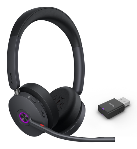 Casque sans fil DECT Yealink WH68 Hybrid Teams, binaural, DECT et Bluetooth 5.3, ANC 6 micros, USB-C