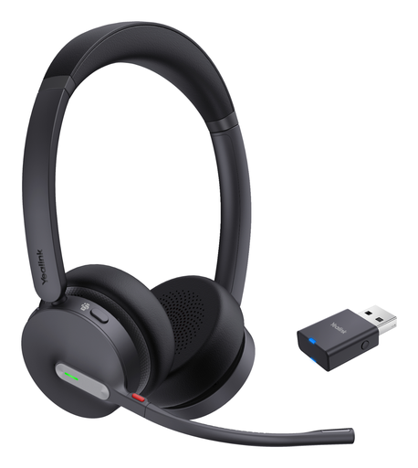 Casque sans fil DECT Yealink WH64 Hybrid Dual Teams, DECT + Bluetooth 5.2, binaural, dongle USB, étui de transport