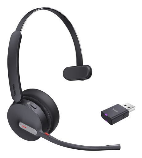 Yealink WH64 Hybrid Mono Teams Schnurloses DECT-Headset, DECT + Bluetooth 5.2, mono, USB-Dongle, Transportetui