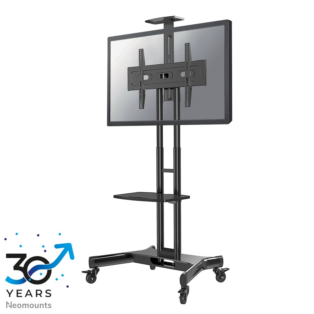 Chariot mobile pour écran Neomounts NM-M1700BLACK, 32 à 75 pouces, jusqu'à 50 kg, VESA 200x200 à 600x400, fixé