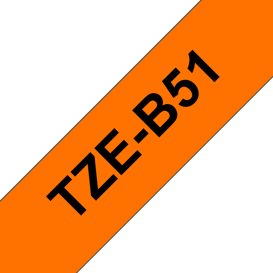 Ruban laminé fluorescent Brother TZe-B51 / TZEB51, noir sur orange fluo, 24 mm x 5 m