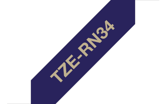 Brother TZe-RN34 / TZERN34 satin ribbon, gold on navy blue, 12 mm x 4 m